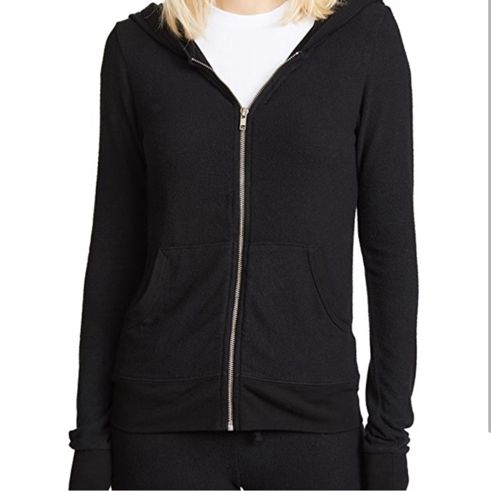 Wildfox Black Zip Up Hoodie Sweater